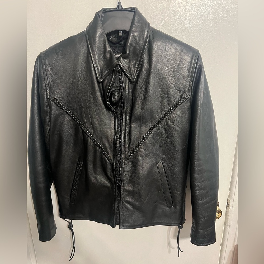 Women’s Hudson Leather Genuine Short Motorcycle Jacket with Zip Out Lining